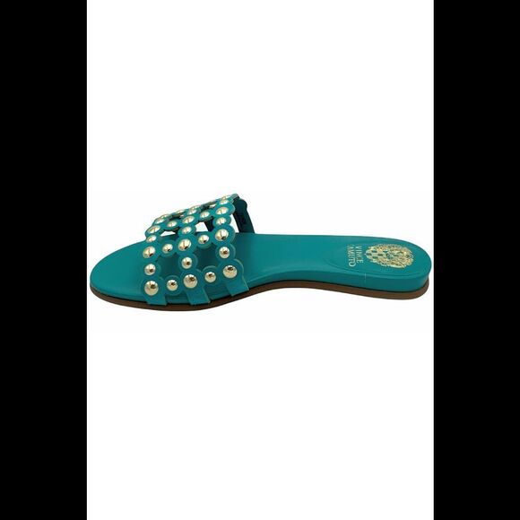 Vince Camuto Leather Studded Slide Sandals Ellanna Cozumel - Medium - Picture 3 of 5